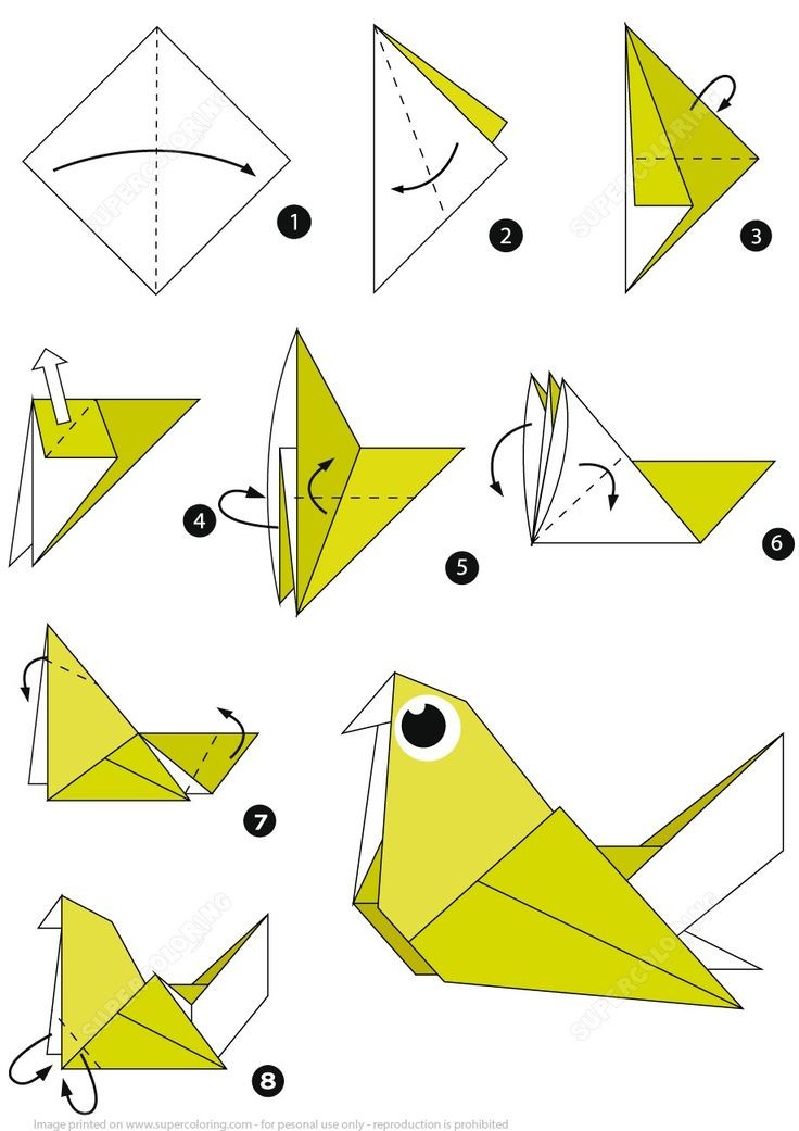 Простая оригами схема: голубь мира
